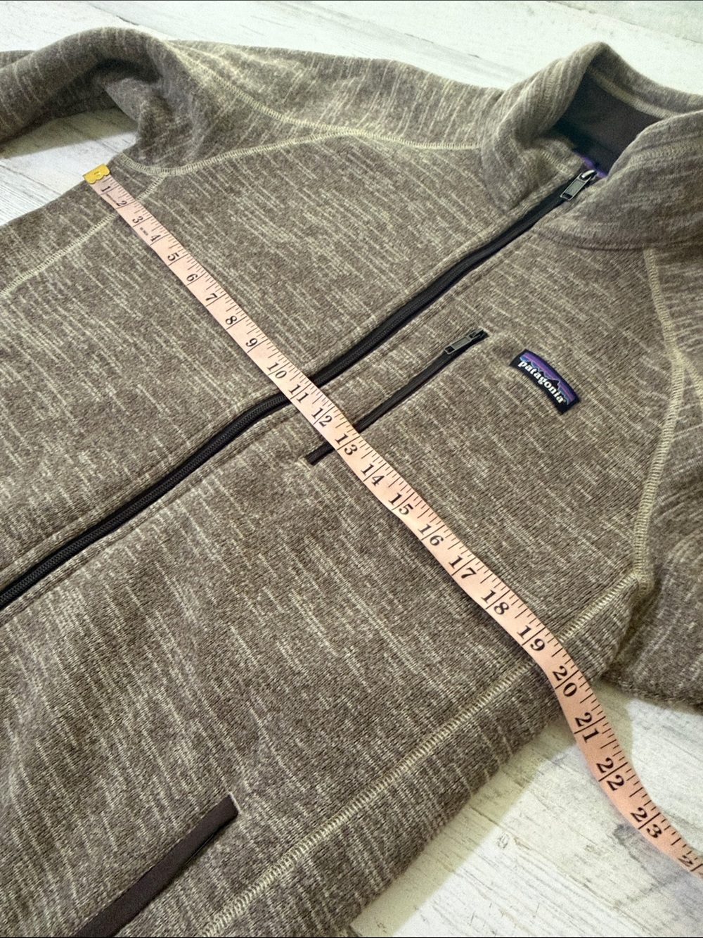 Patagonia Heathered Brown Full-Zip Fleece Jacket Size Medium - Picture 8 of 9
